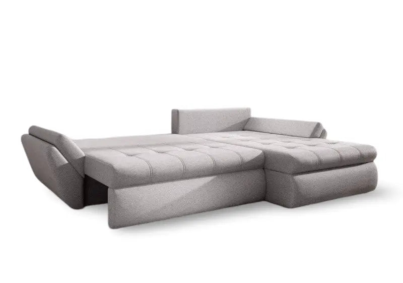 Colțar extensibil dumonde cu ladă de depozitare si sezut confortabil din spuma high-density, Loana Enjoy Grey II 270x185 cm