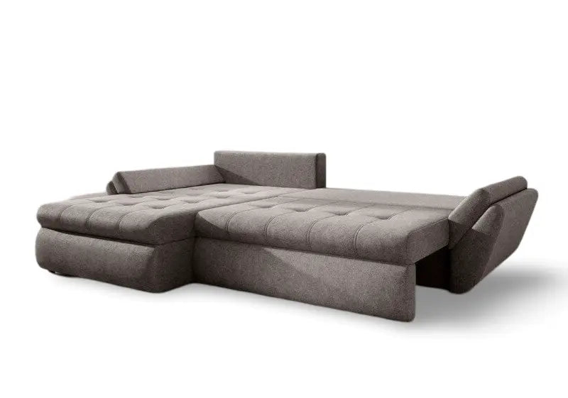 Colțar extensibil dumonde cu ladă de depozitare si sezut confortabil din spuma high-density, Loana Enjoy Kaki II 270x185 cm