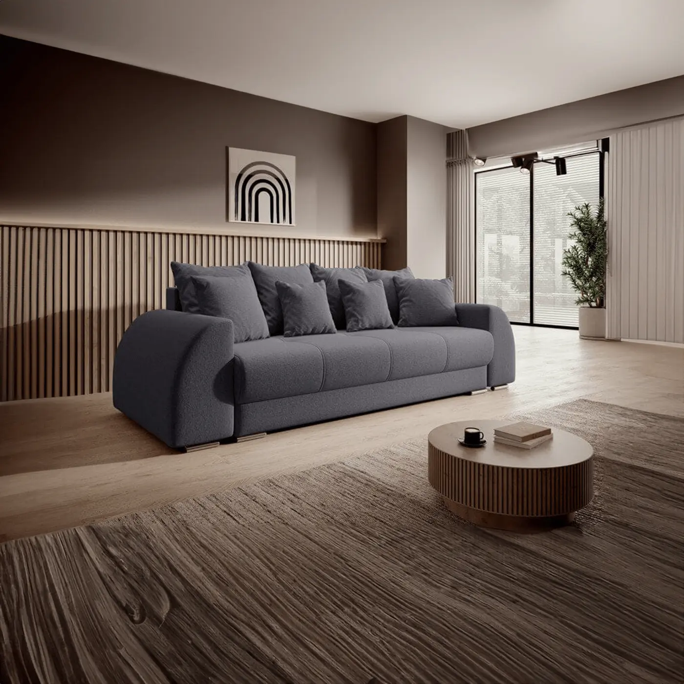 Canapea extensibilă dumonde cu ladă de depozitare si sezut confortabil din spuma HR, Verona Graphite 260x100 cm Fabrica