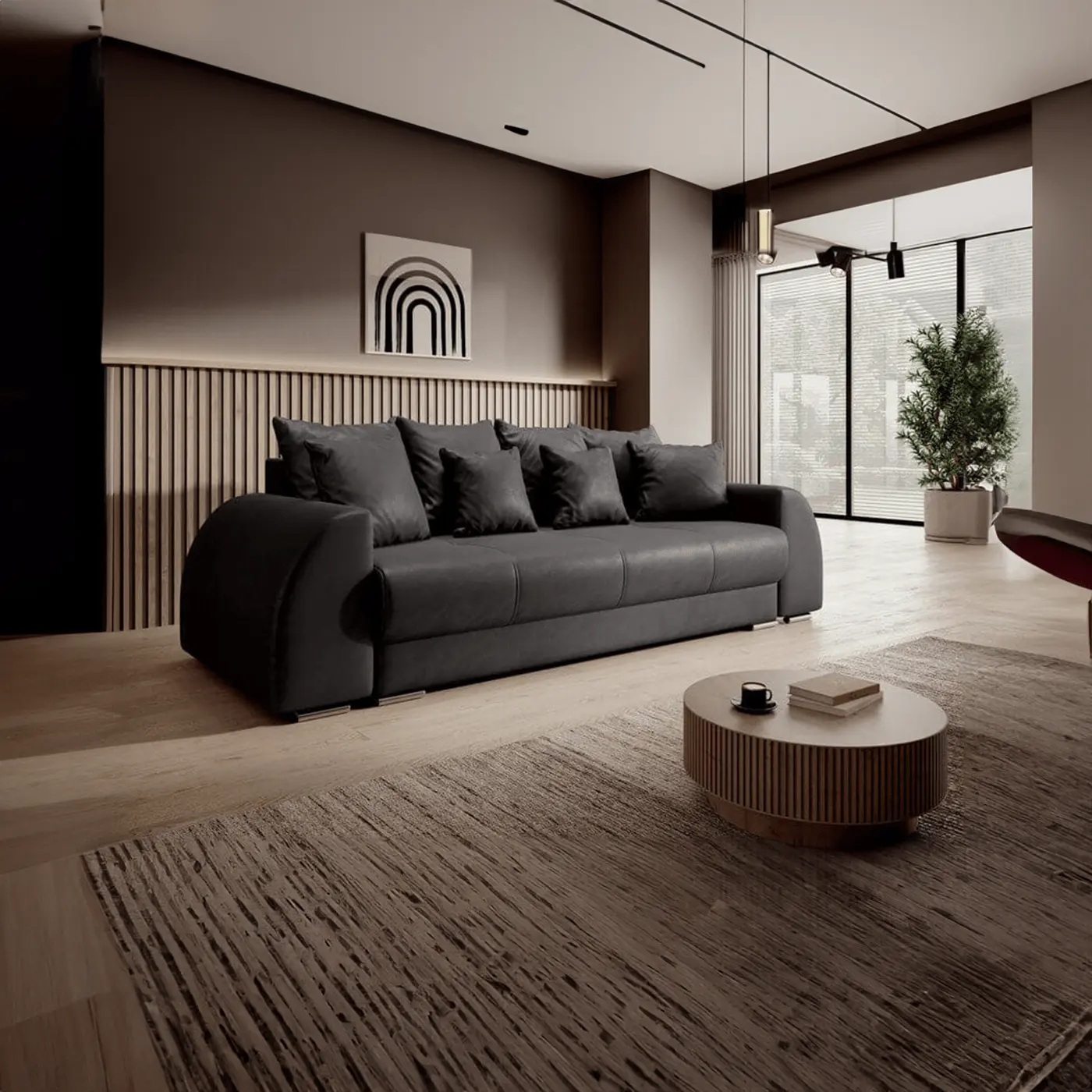 Canapea extensibilă dumonde cu ladă de depozitare si sezut confortabil din spuma HR, Verona Antracit 260x100 cm Fabrica