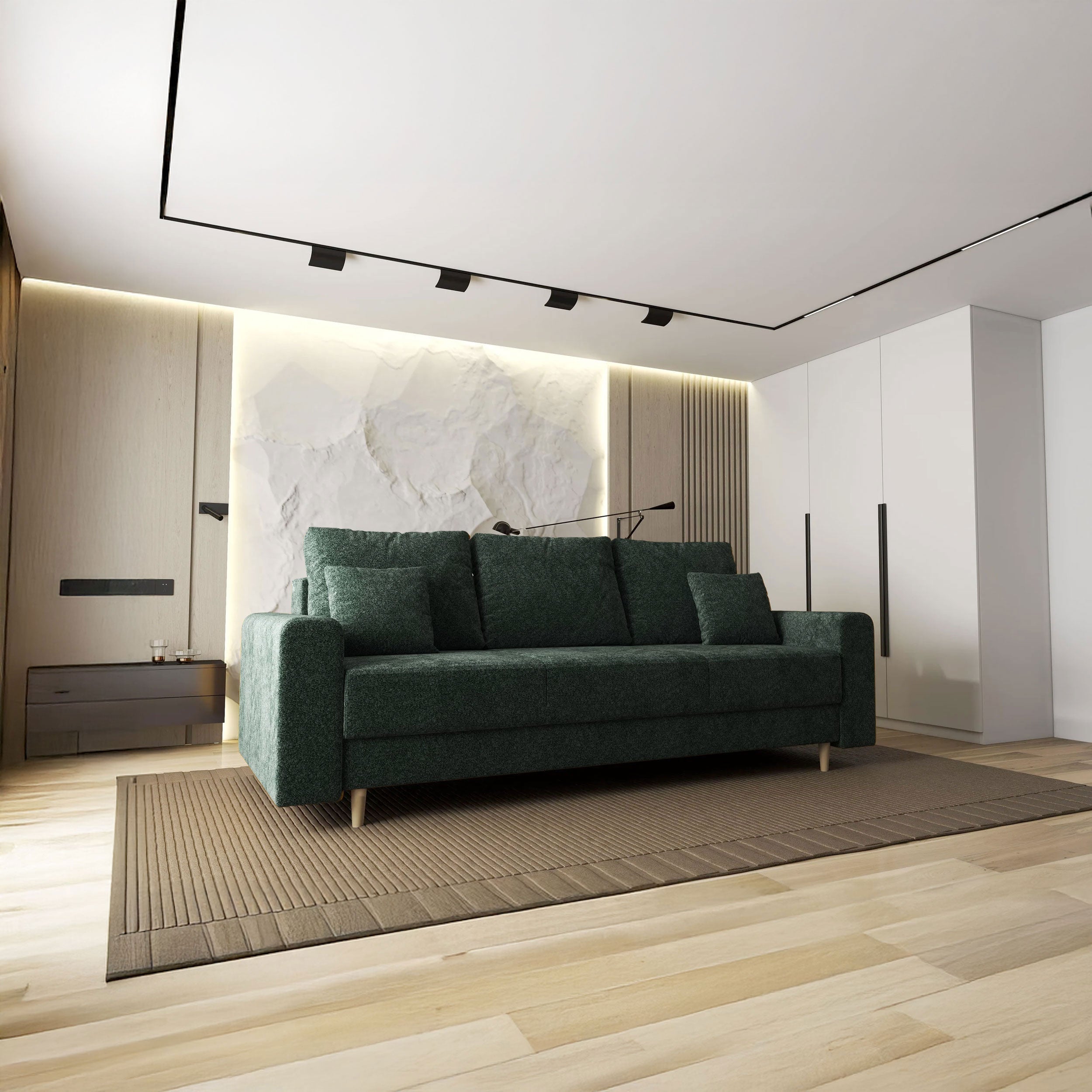 Canapea extensibilă dumonde cu ladă de depozitare si sezut confortabil din spuma HR, Kronos Euphoria Verde 210x100 cm fabrica