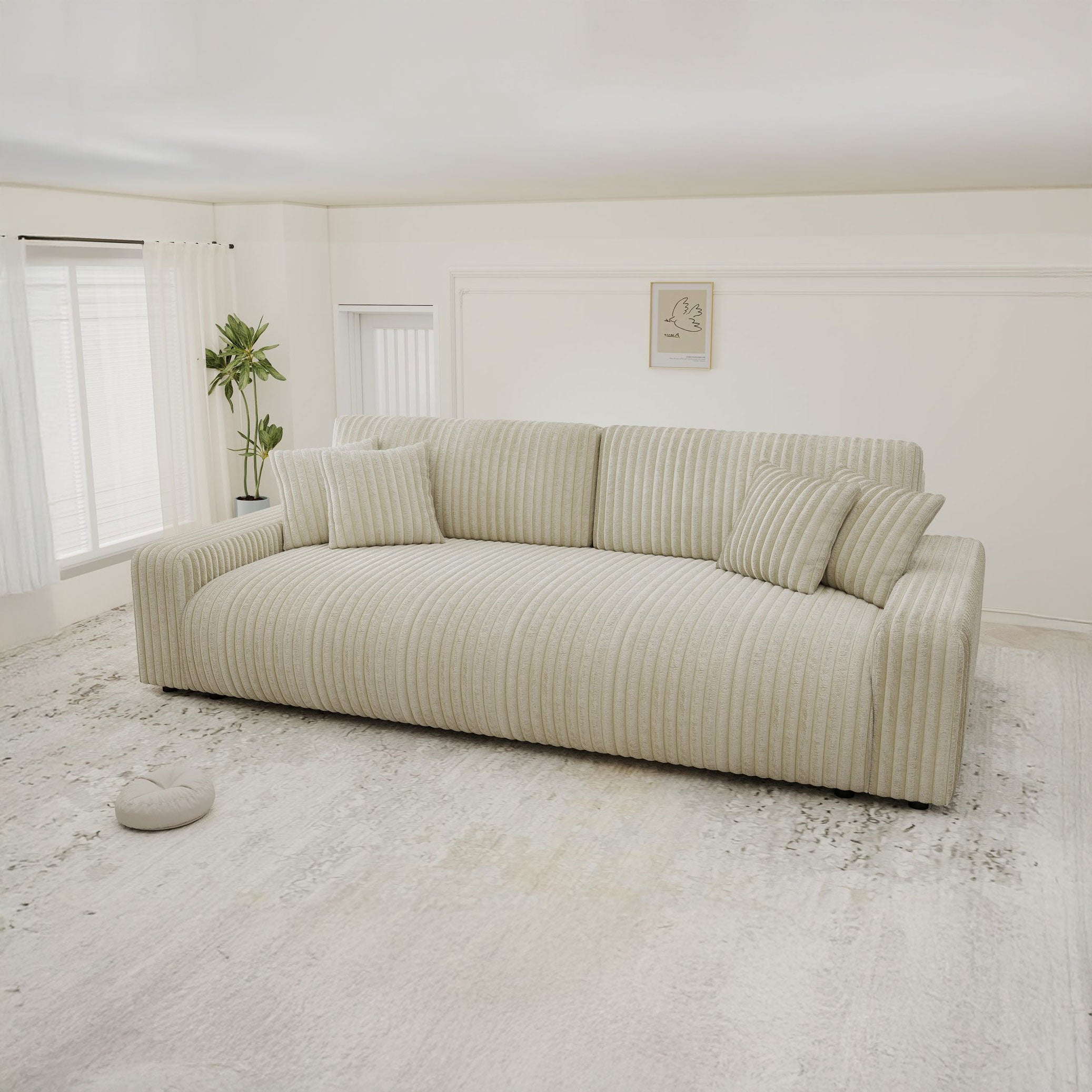 Dumonde kihúzható kanapé tárolórekesszel és kényelmes, nagy sűrűségű habszivacs ülőfelülettel, Sara Tilia bej 234x122 cm