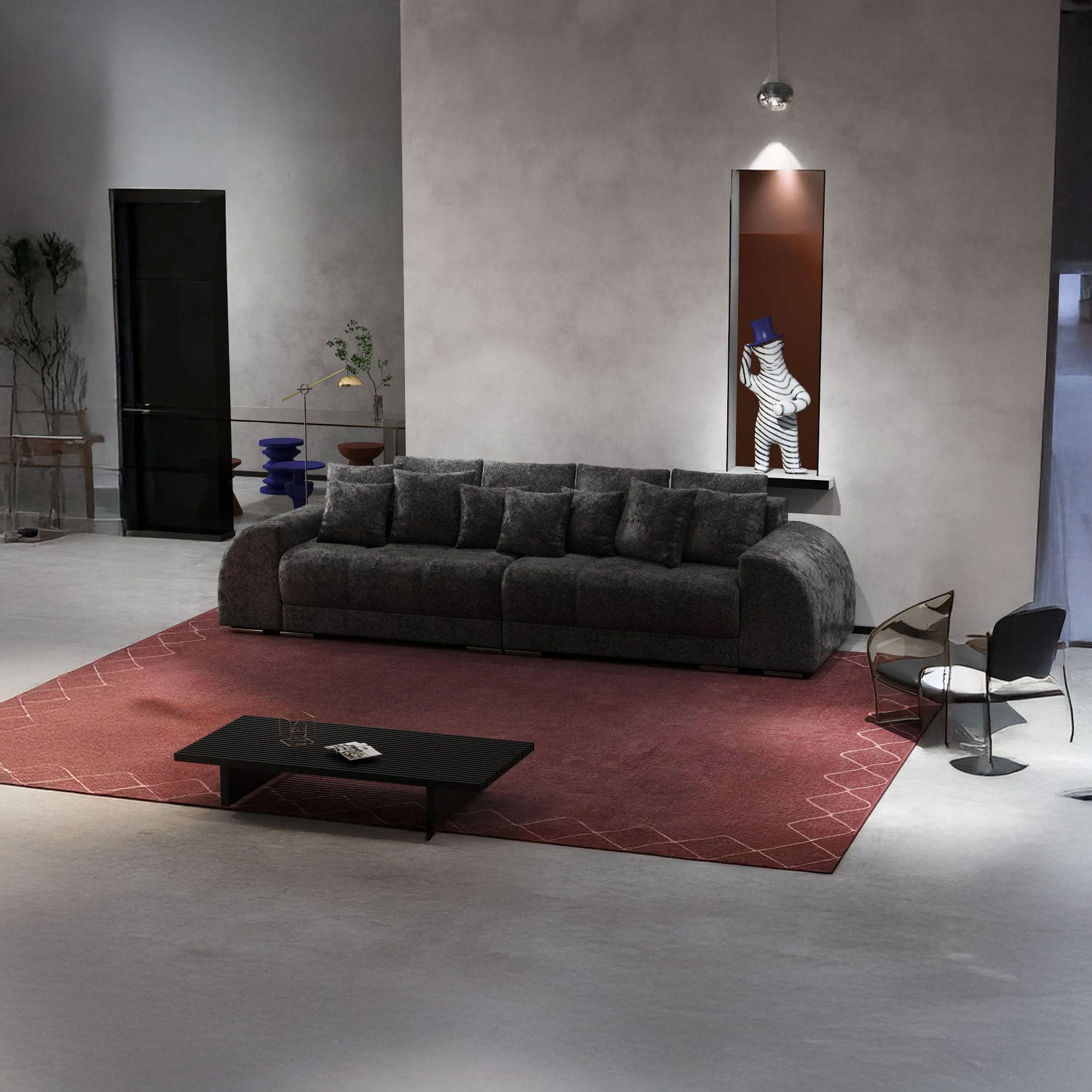 Canapea extensibilă dumonde cu 2 lăzi de depozitare si sezut confortabil din spuma HR, Verona Euphoria Black 310x100 cm Fabrica