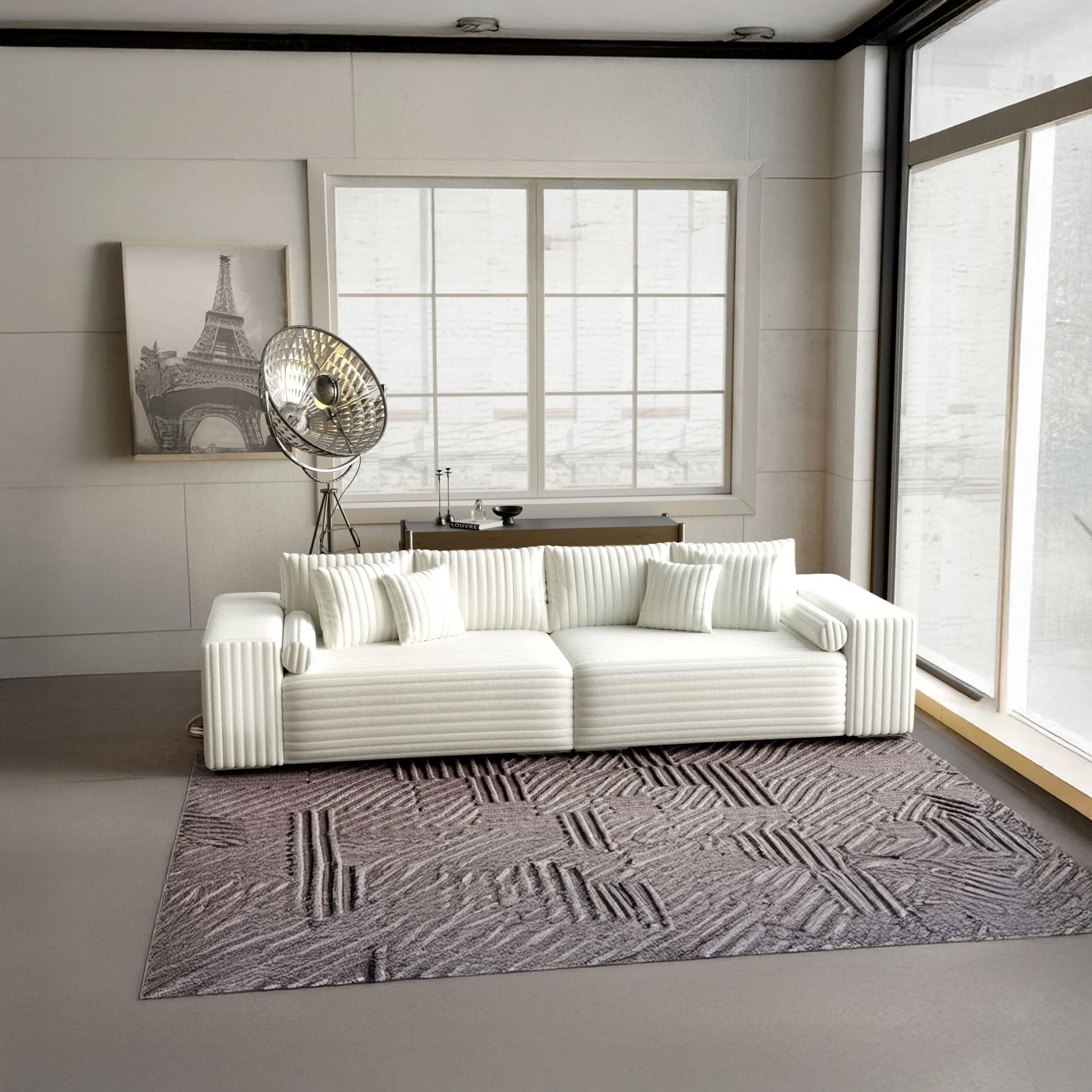 Canapea extensibilă dumonde cu ladă de depozitare si sezut confortabil din spuma HR, Marbela Ambience Ivory XXL 295x100 cm fabrica