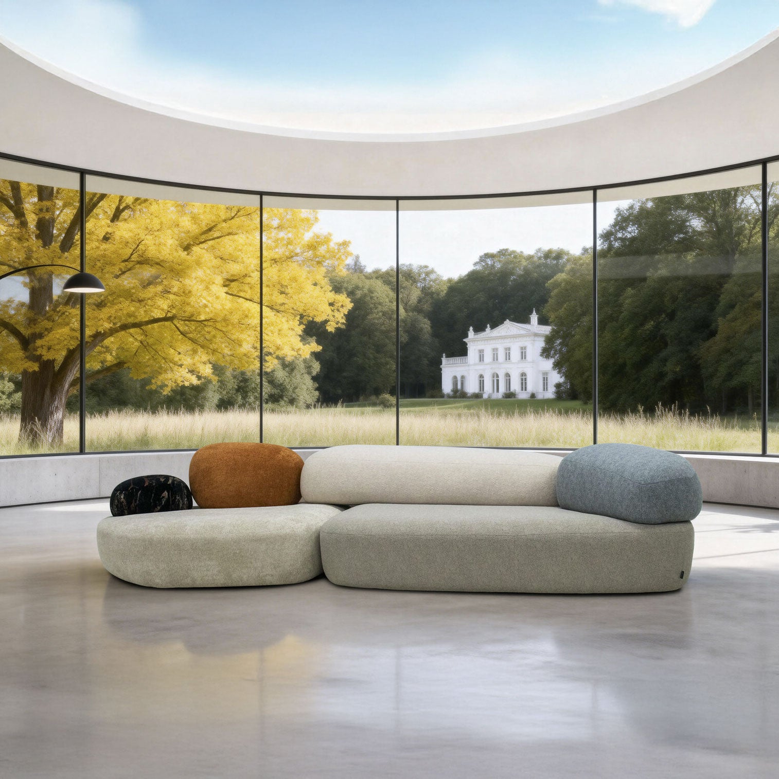 Dumonde félkör alakú kanapé kényelmes HR Ambra hab ülőfelülettel 390x150 cm