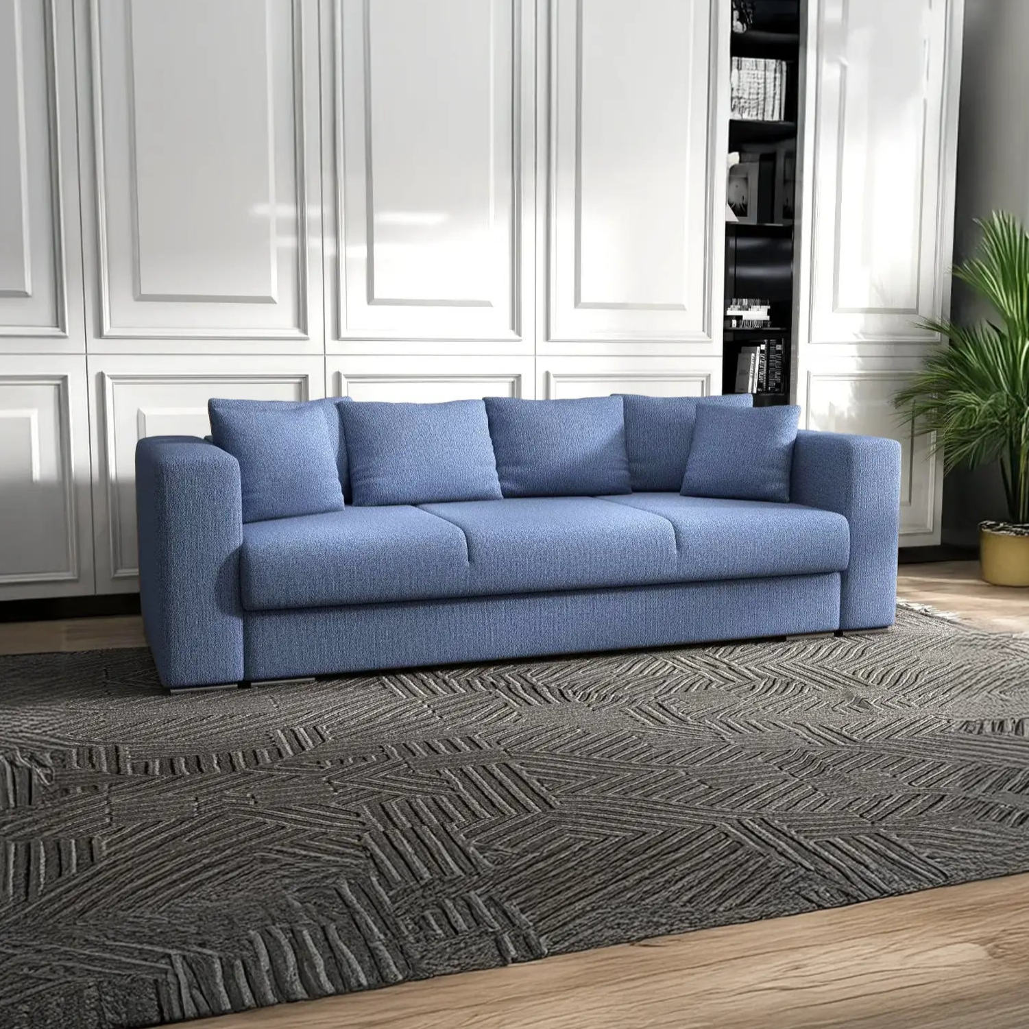 Canapea extensibilă dumonde cu ladă de depozitare si sezut confortabil din spuma HR, Gloria Blue 240x100 cm Fabrica