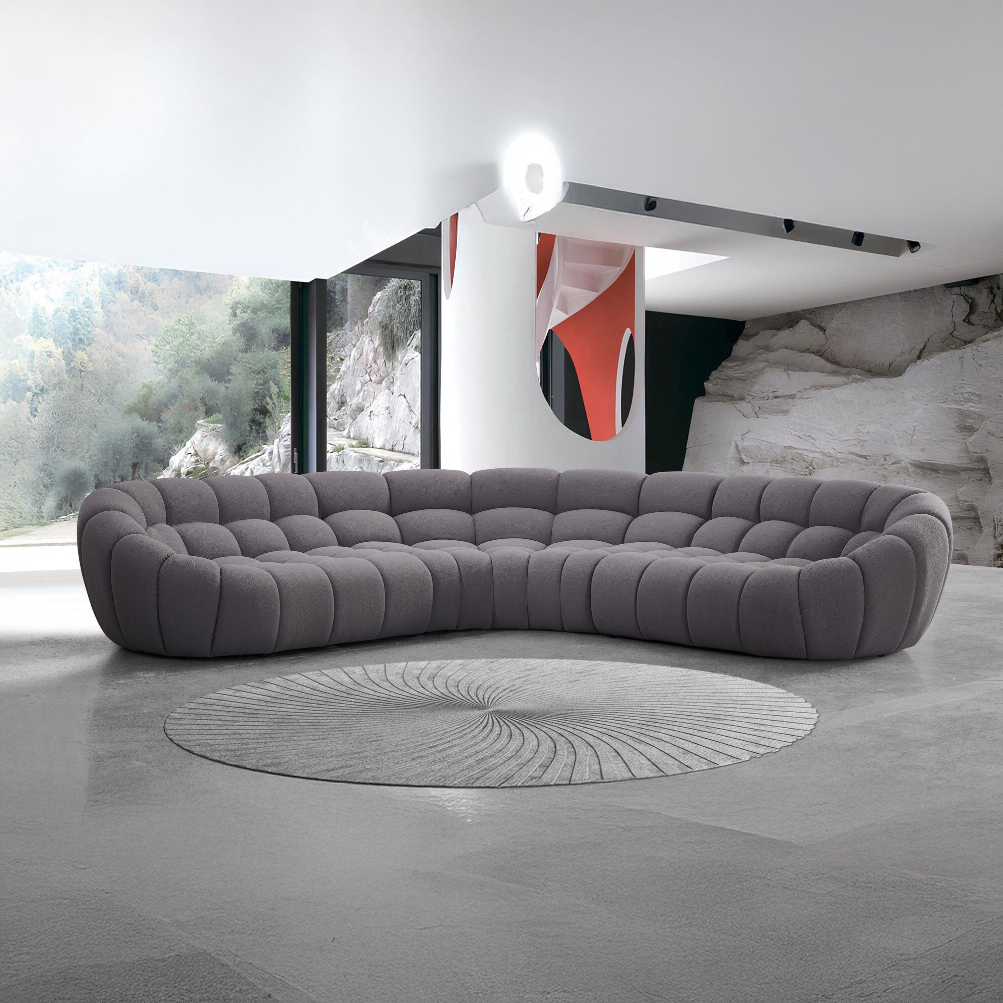 Dumonde félkör alakú kanapé kényelmes HR Bubble hab ülőrésszel 375x120 cm