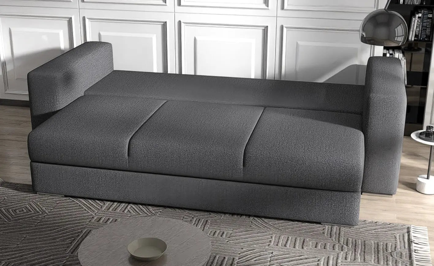 Canapea extensibilă dumonde cu ladă de depozitare si sezut confortabil din spuma HR, Gloria gri grafit 240x100 cm Fabrica