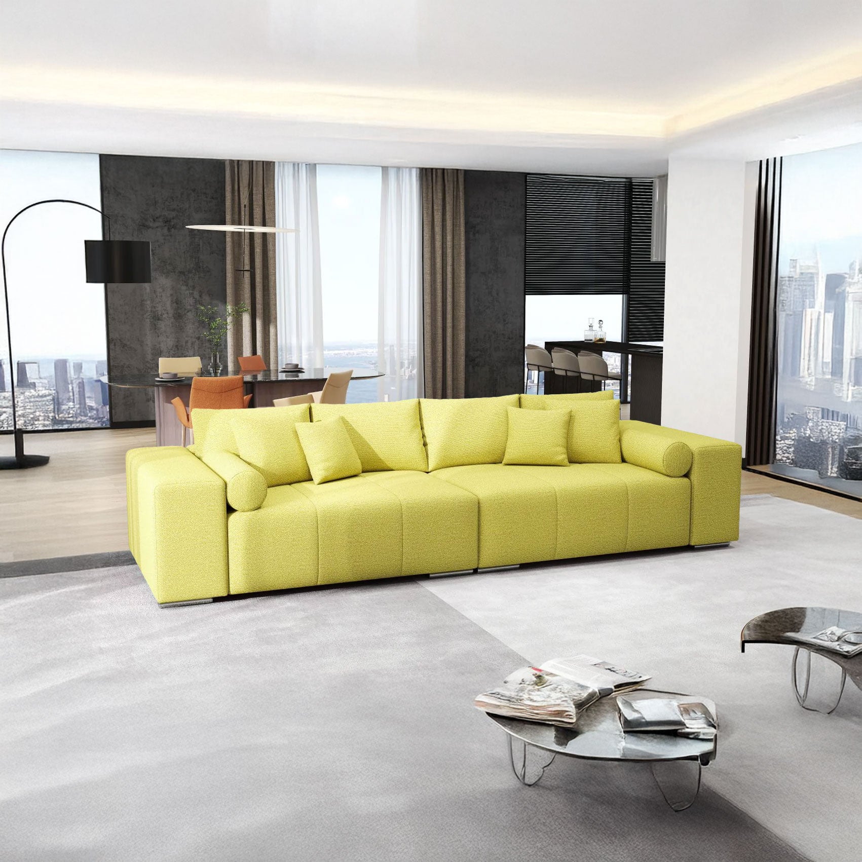 Canapea extensibilă dumonde cu ladă de depozitare si sezut confortabil din spuma HR, Marbela Enjoy Lux Green XXL 295x100 cm fabrica