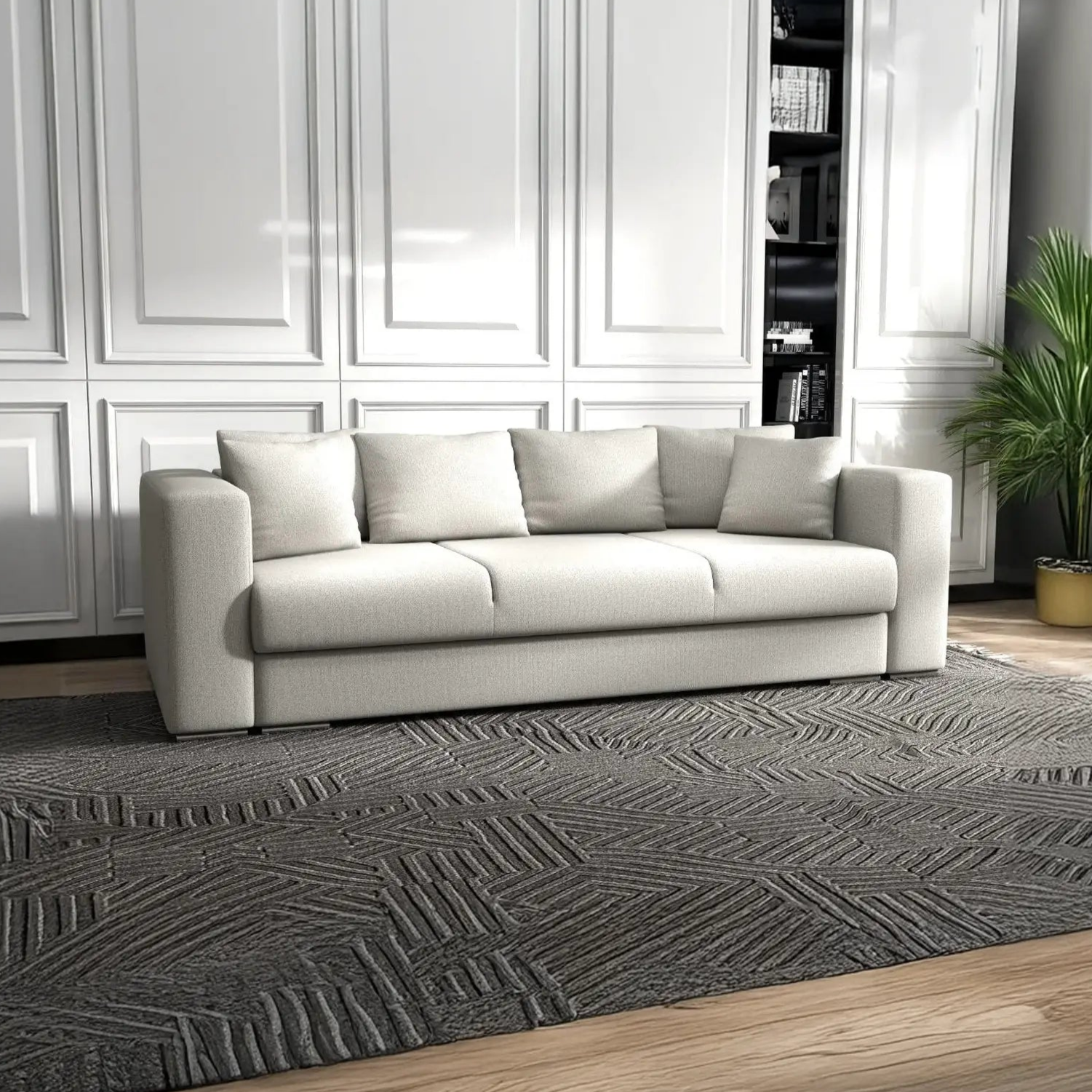 Canapea extensibilă dumonde cu ladă de depozitare si sezut confortabil din spuma HR, Gloria Bej 240x100 cm Fabrica