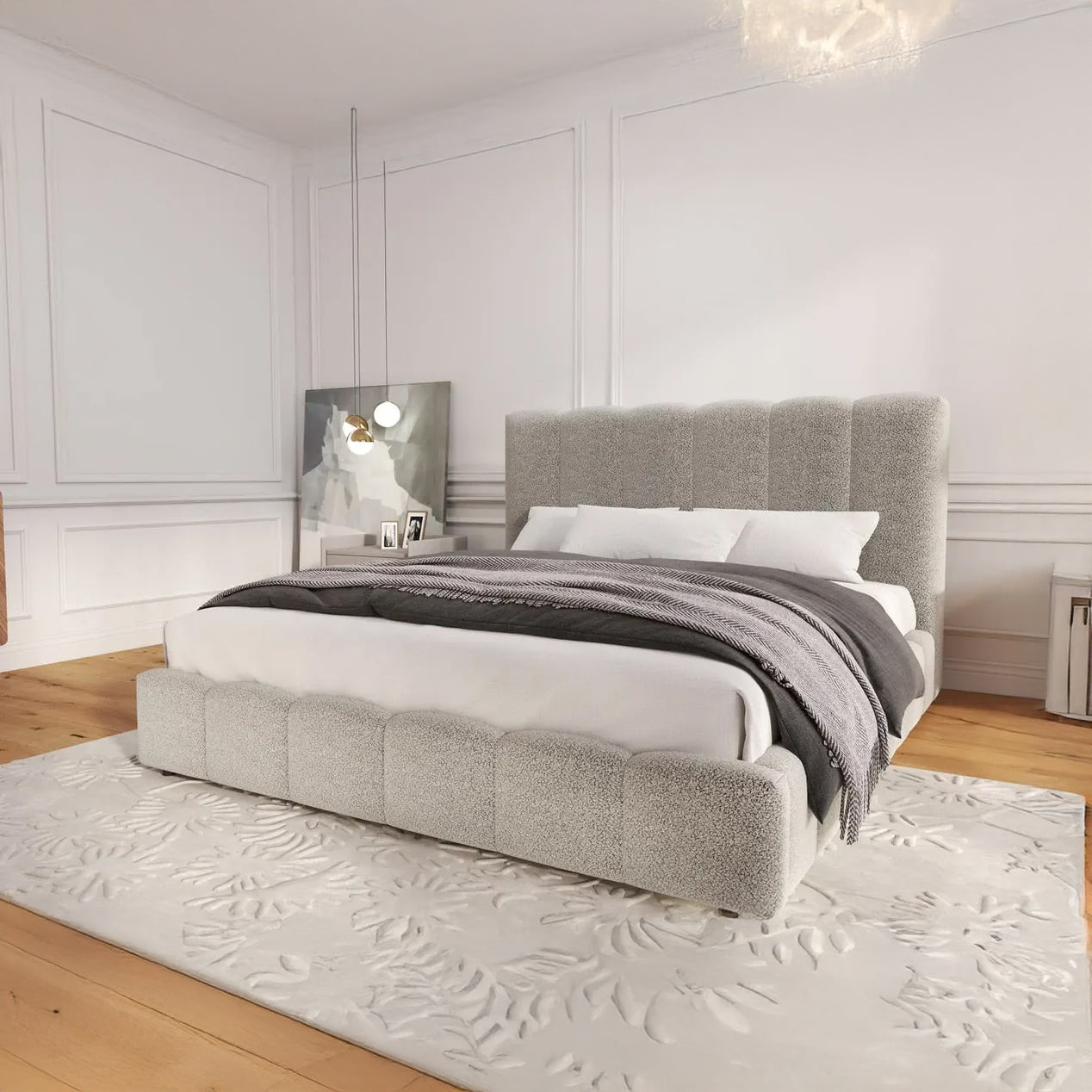 Dumonde hálószoba ágy, szürke kárpitozott, Milano 180x200 cm, felnyitható ágyráccsal, tárolóhellyel