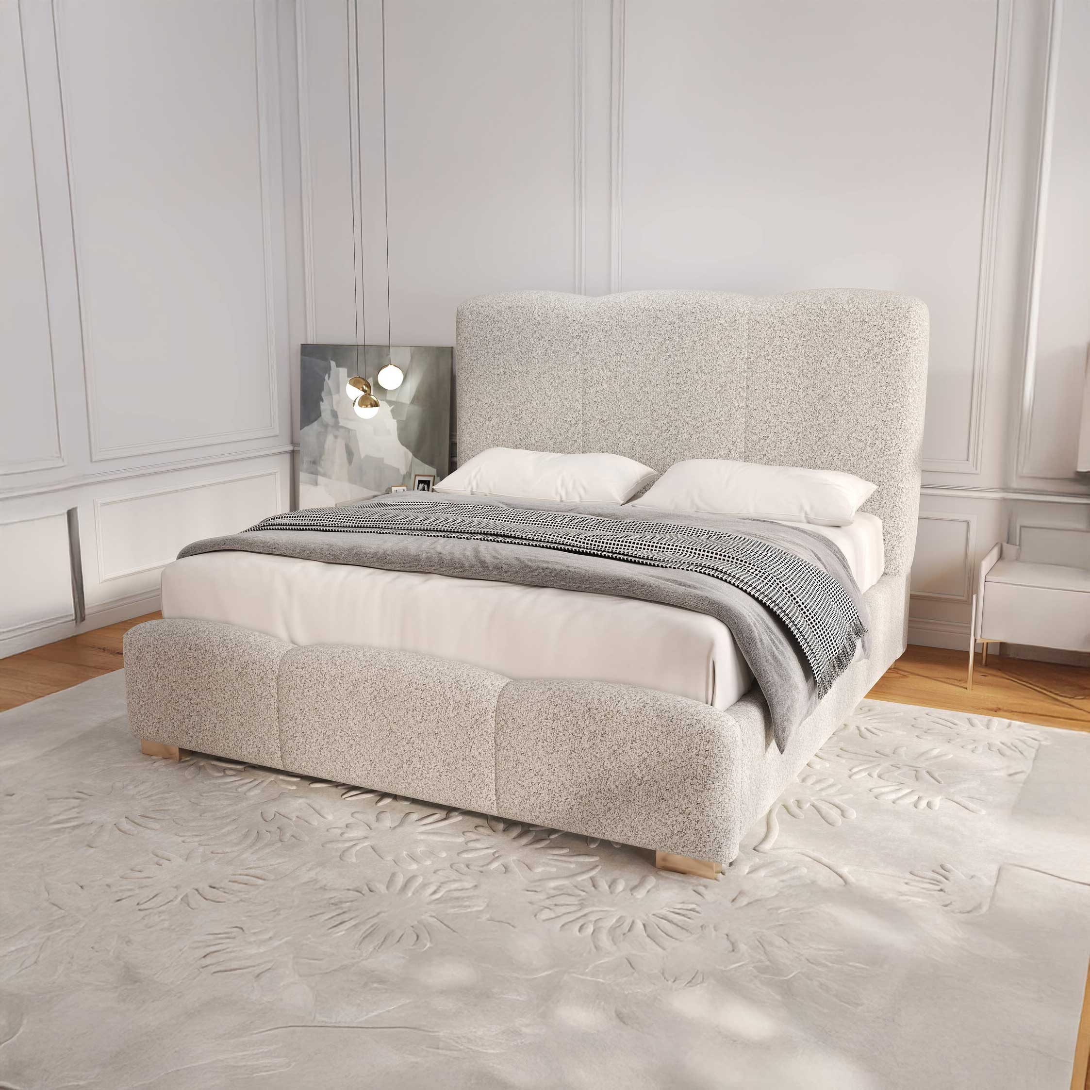 Dumonde hálószoba ágy, kárpitozott bézs, Havana 160x200 cm, felnyitható ágyráccsal, tárolóhellyel