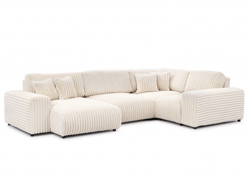 Dumonde kihúzható sarokkanapé tárolórekesszel és kényelmes, nagy sűrűségű habszivacs ülőfelülettel, Justin Tilia alb 316x194 cm