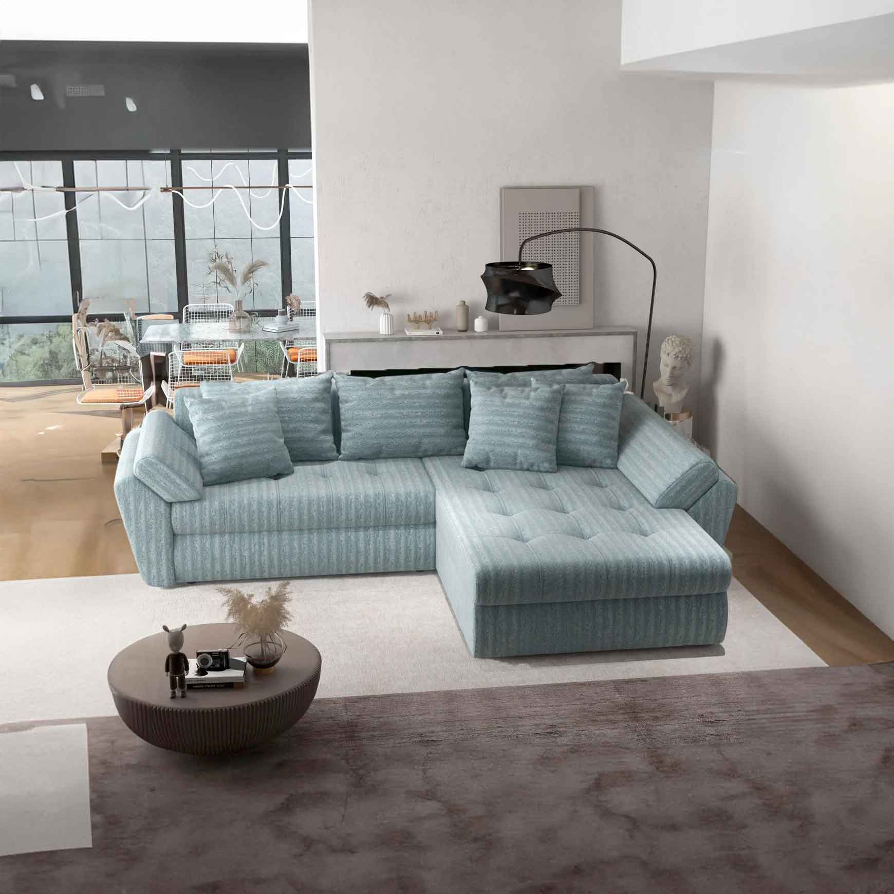 Colțar extensibil dumonde cu ladă de depozitare si sezut confortabil din spuma high-density, Loana Mint Ambience II 270x185 cm