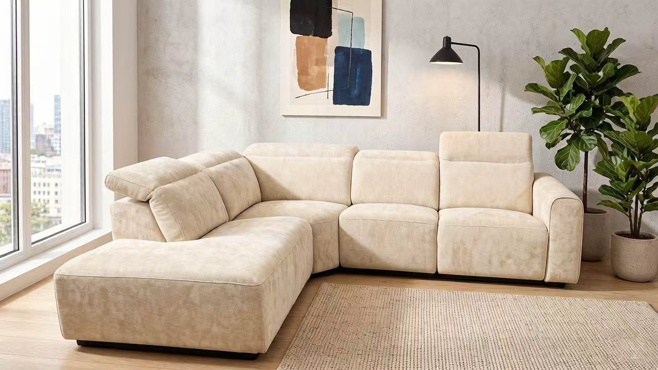 Colțar cu recliner electric și tetiere reglabile dumonde Leonidas 280x246 cm