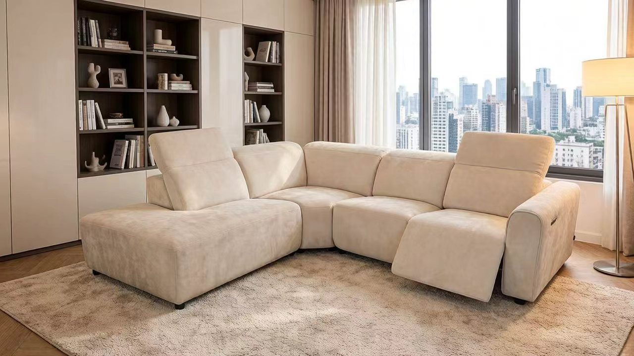 Colțar cu recliner electric și tetiere reglabile dumonde Leonidas 280x246 cm