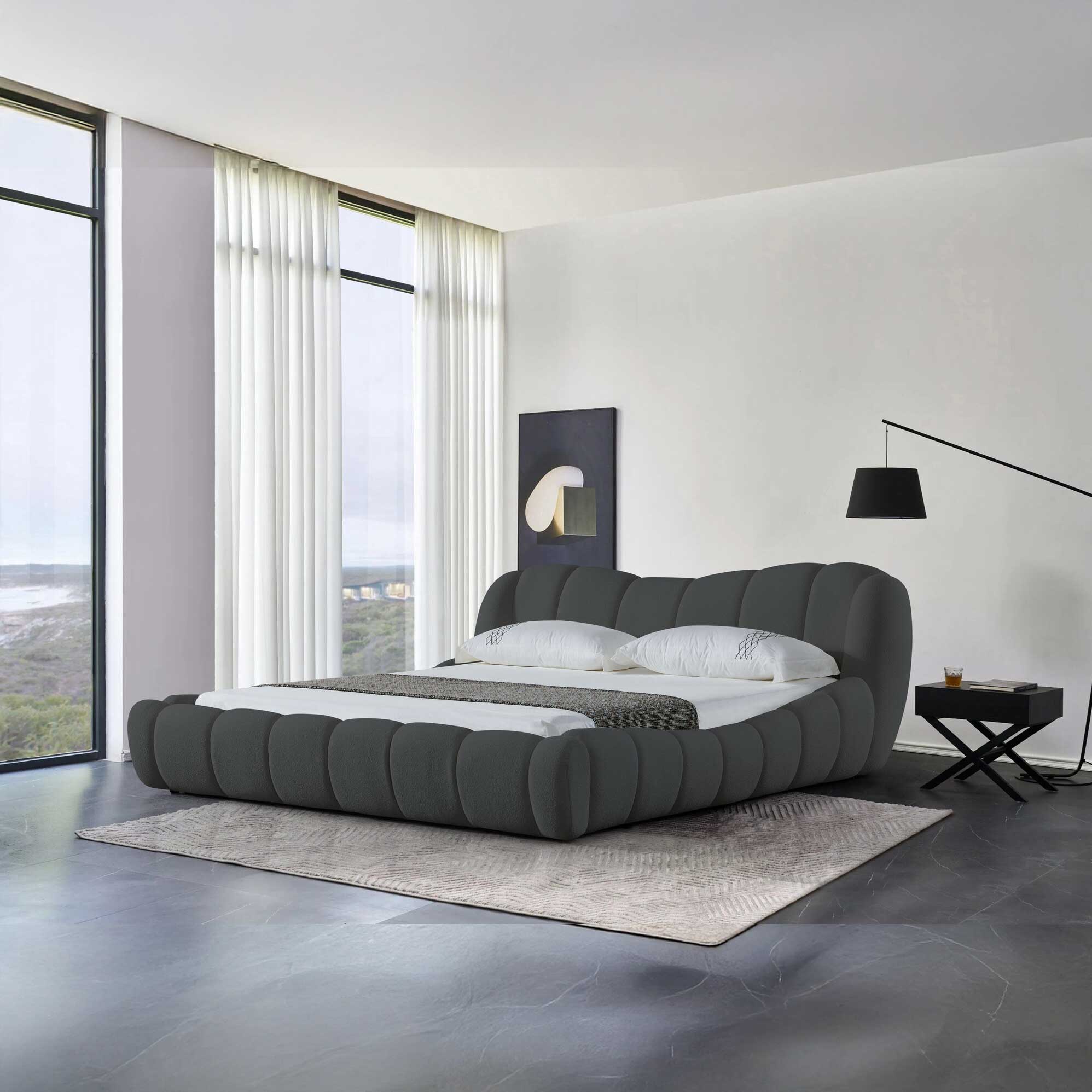 dumonde hálószoba ágy, kárpitozott Royal szürke 180x200 cm