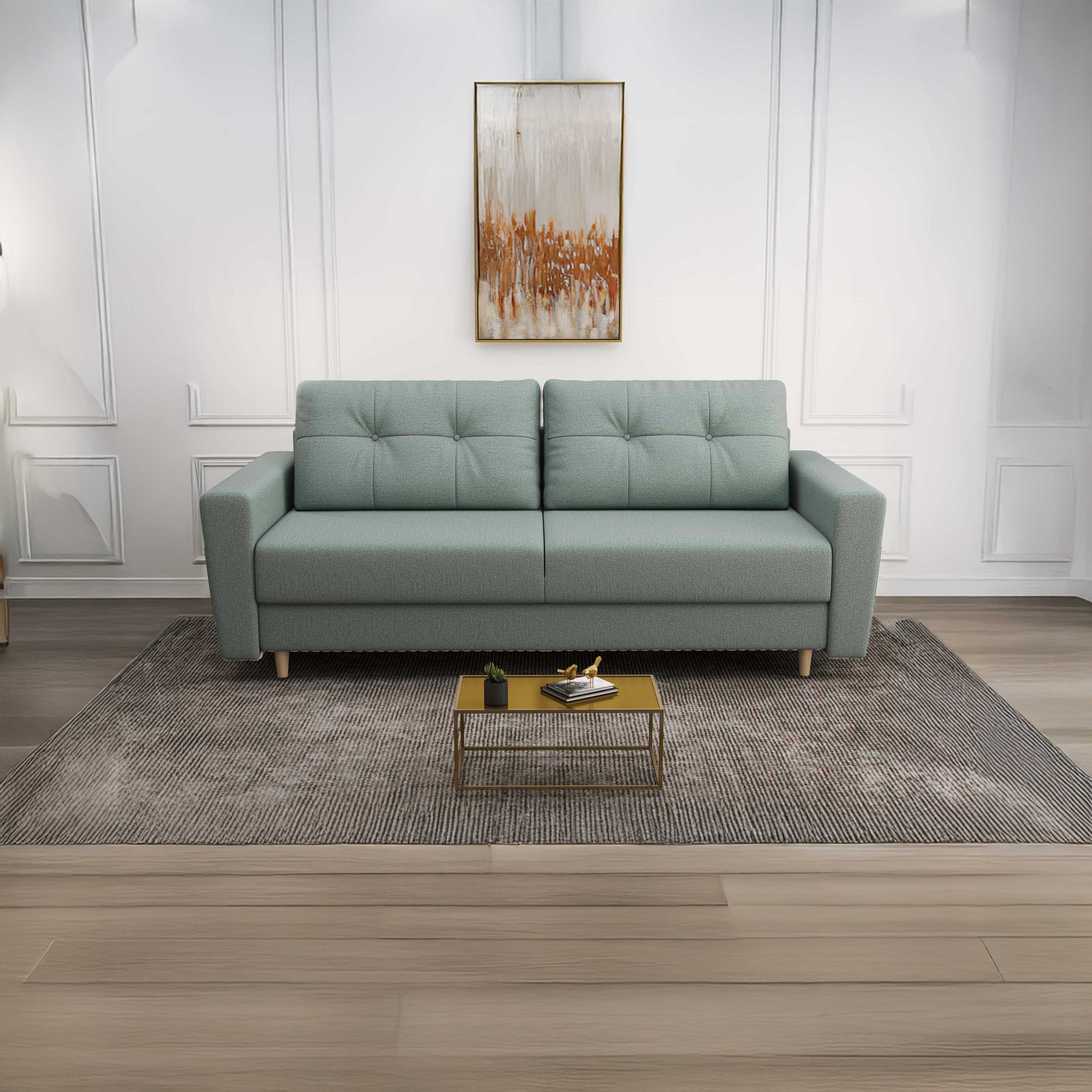 Canapea extensibilă dumonde cu ladă de depozitare si sezut confortabil din spuma HR, Summer Enjoy Mint 225x100 cm fabrica