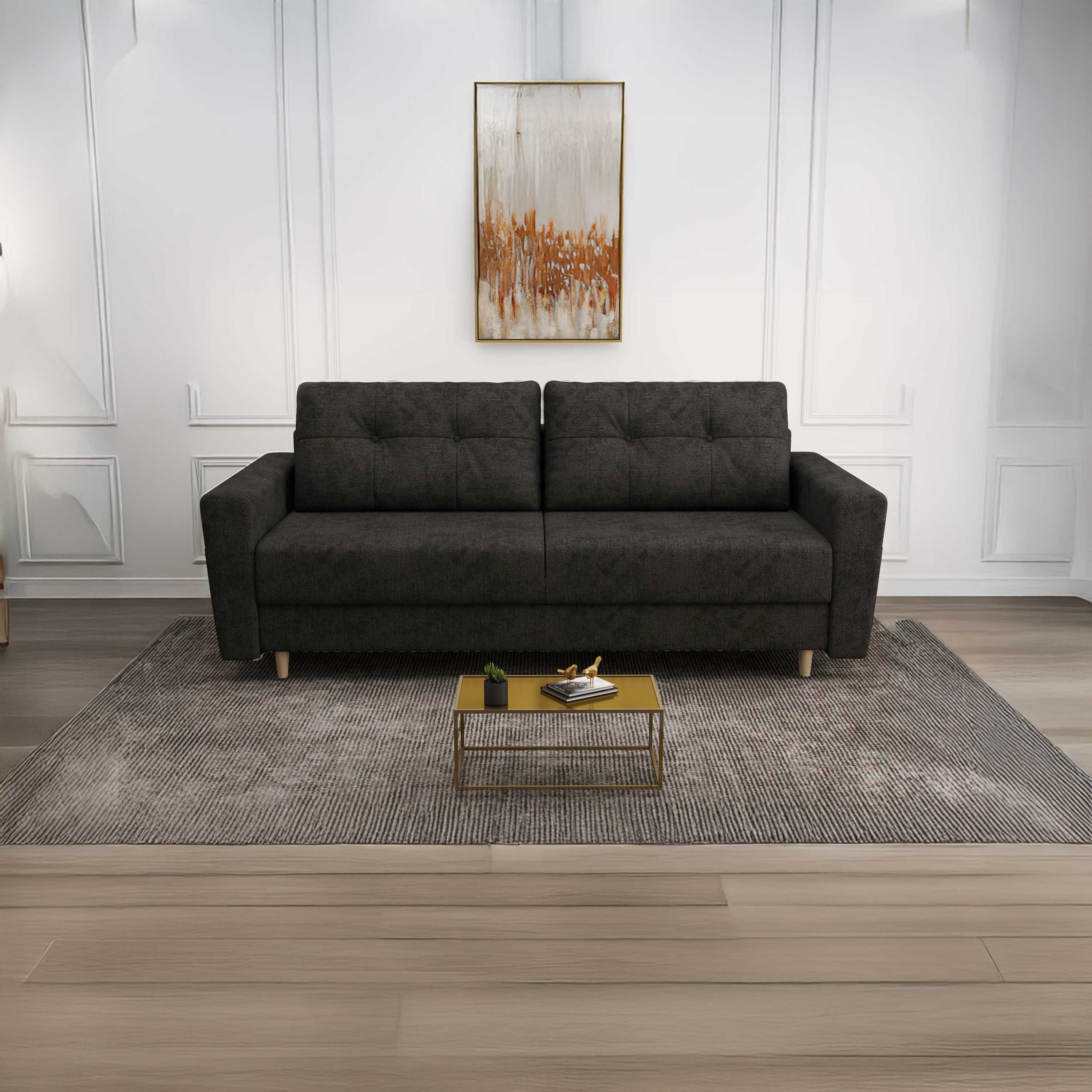 Canapea extensibilă dumonde cu ladă de depozitare si sezut confortabil din spuma HR, Summer Enjoy Negru 225x100 cm fabrica