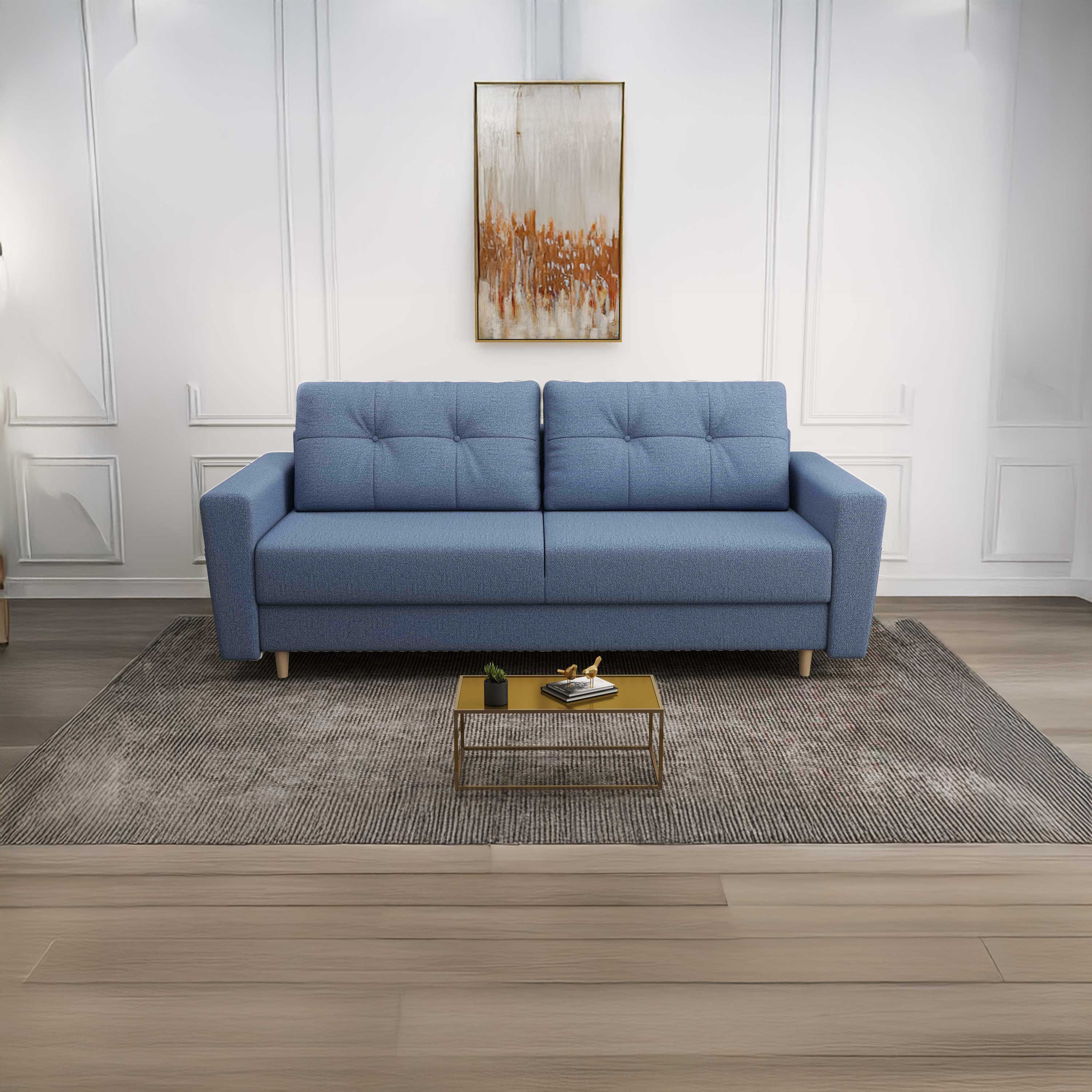 Canapea extensibilă dumonde cu ladă de depozitare si sezut confortabil din spuma HR, Summer Enjoy Albastru 225x100 cm fabrica