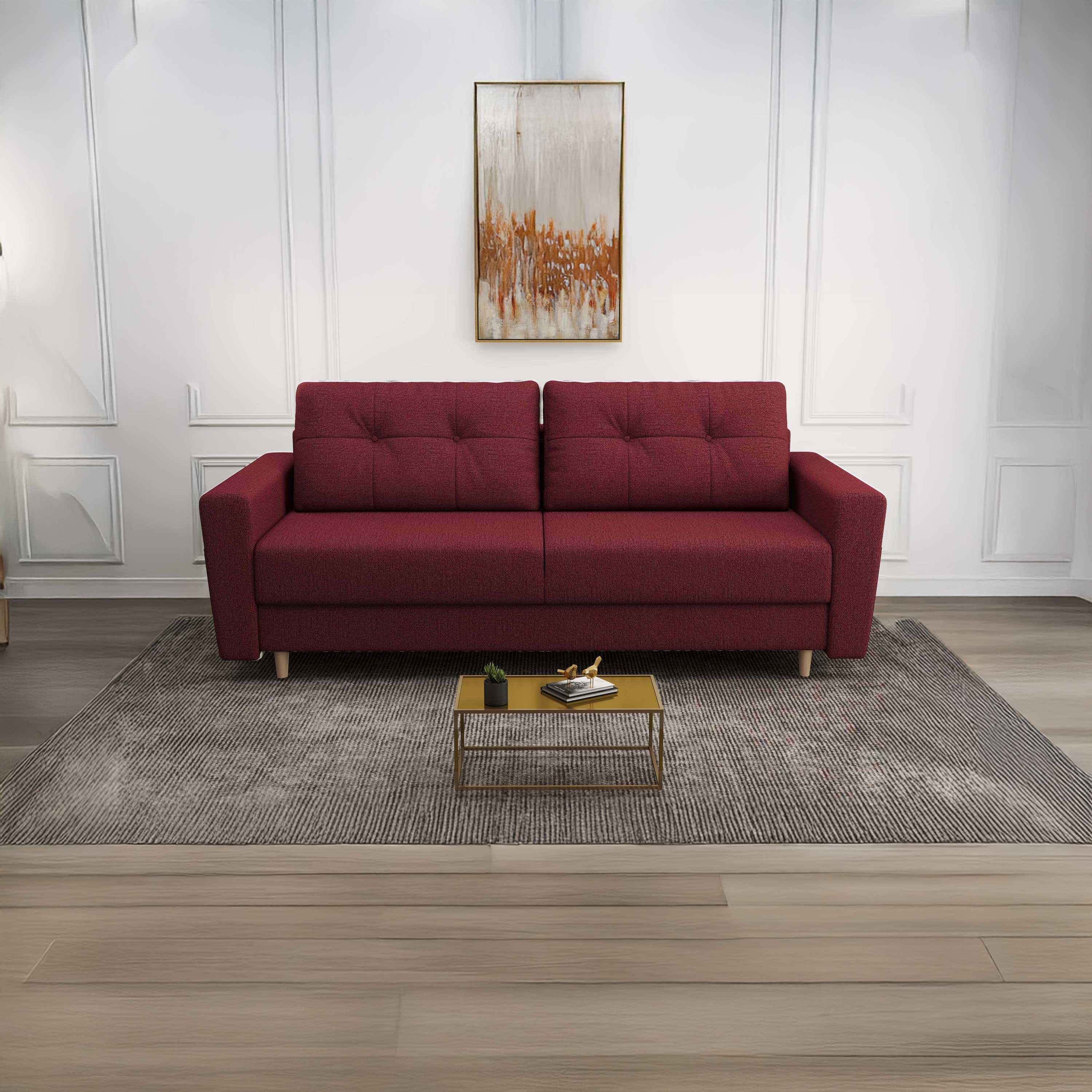 Canapea extensibilă dumonde cu ladă de depozitare si sezut confortabil din spuma HR, Summer Enjoy Rosu 225x100 cm fabrica