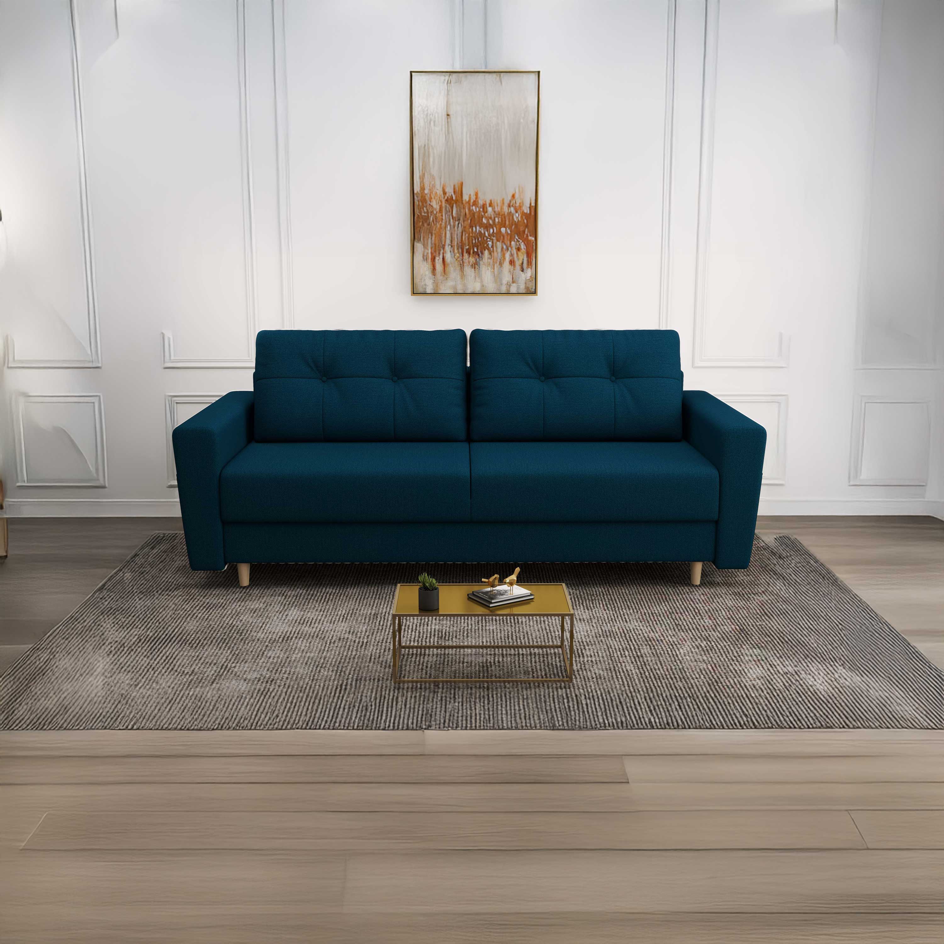 Canapea extensibilă dumonde cu ladă de depozitare si sezut confortabil din spuma HR, Summer Enjoy Petrol 225x100 cm fabrica