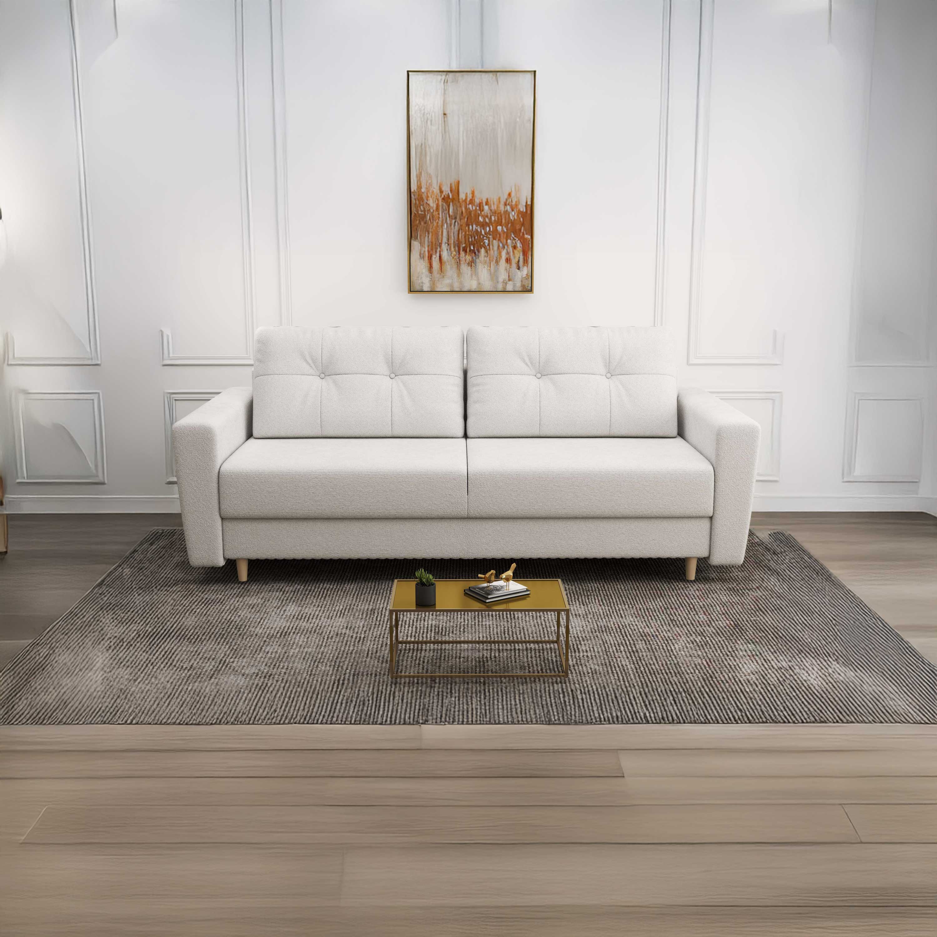 Canapea extensibilă dumonde cu ladă de depozitare si sezut confortabil din spuma HR, Summer Euphoria Ivory 225x100 cm fabrica