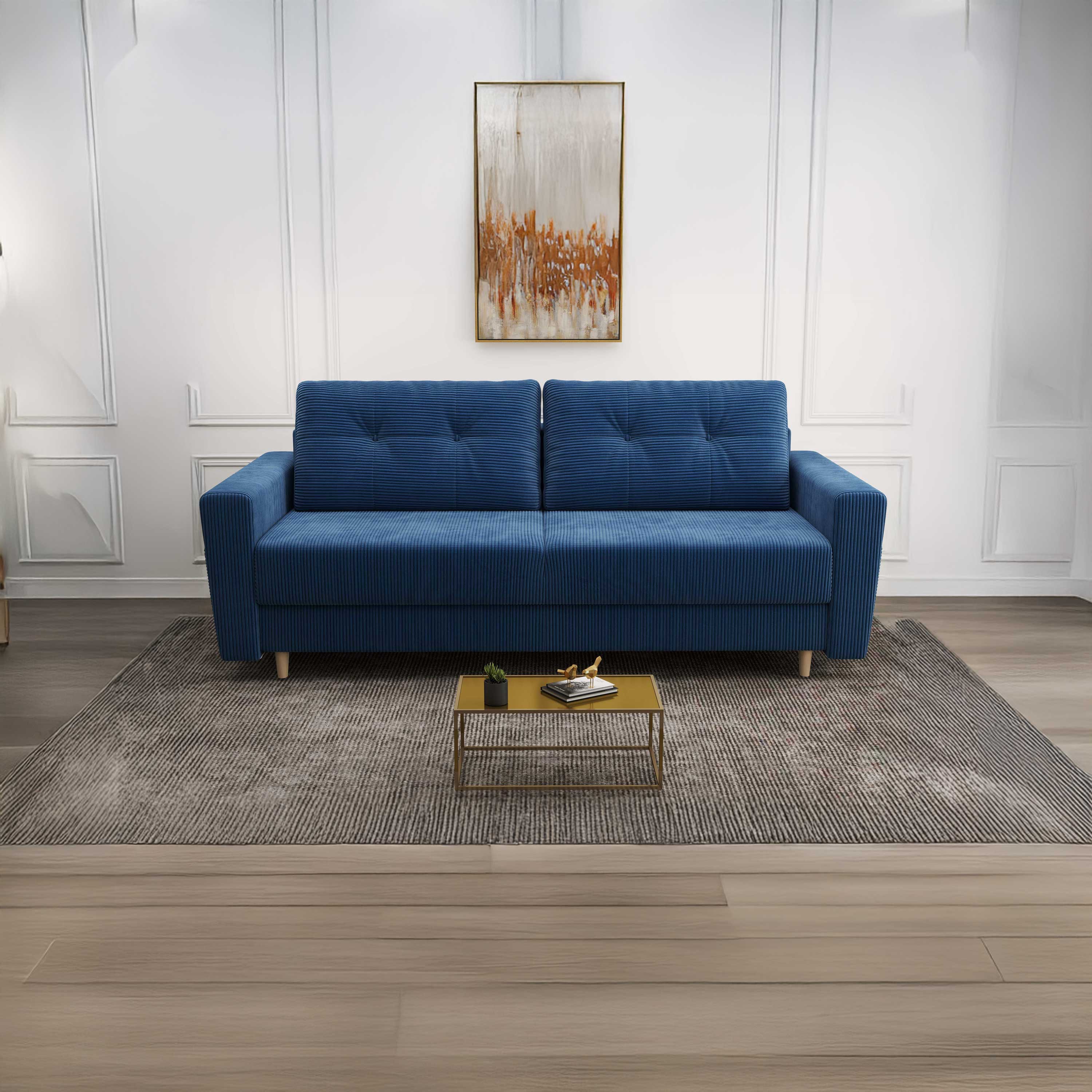 Canapea extensibilă dumonde cu ladă de depozitare si sezut confortabil din spuma HR, Summer Zoom Albastru 225x100 cm fabrica