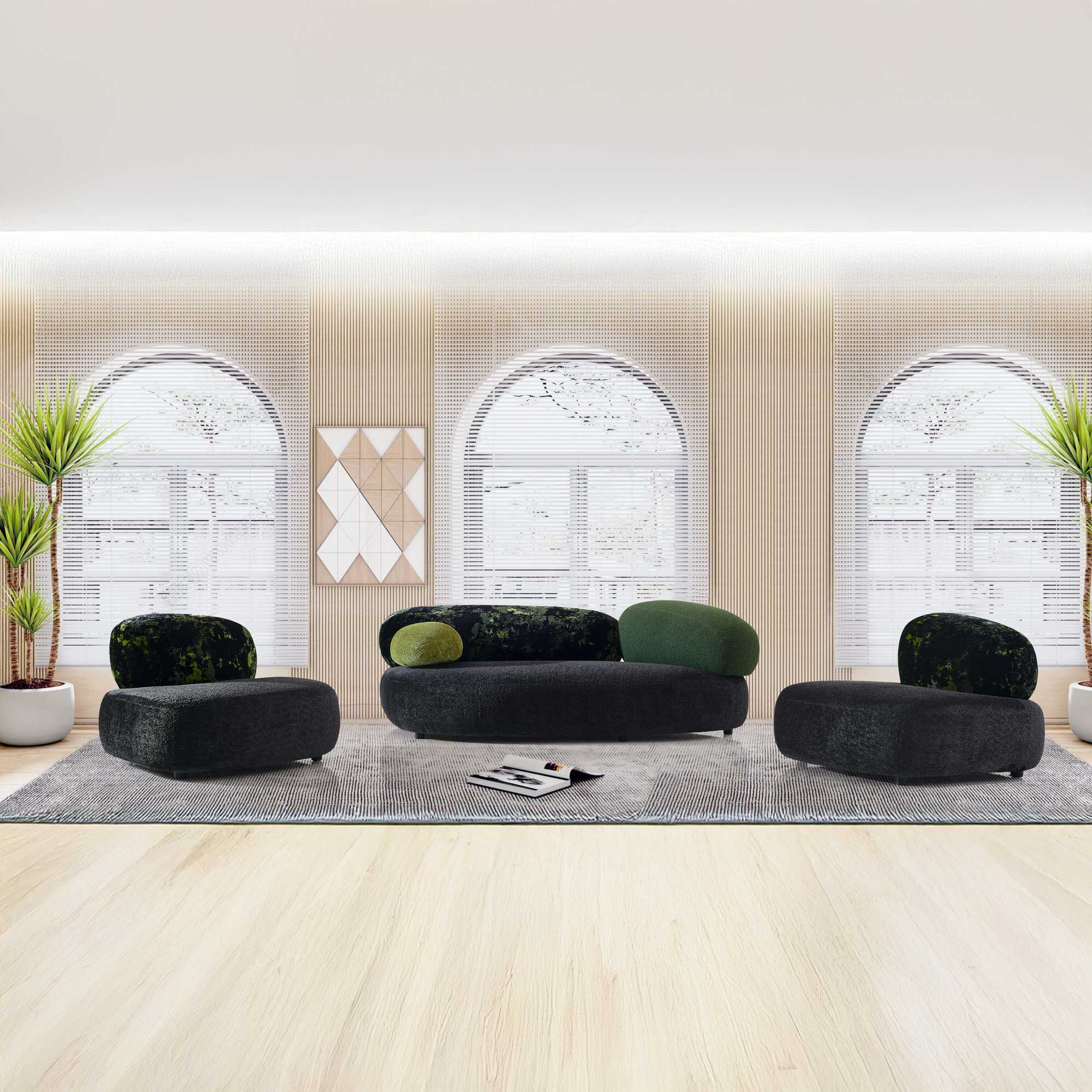 Dumonde kanapé szett + 2 fotel, kényelmes, nagy sűrűségű hab ülőfelülettel, Serene 220x134 cm