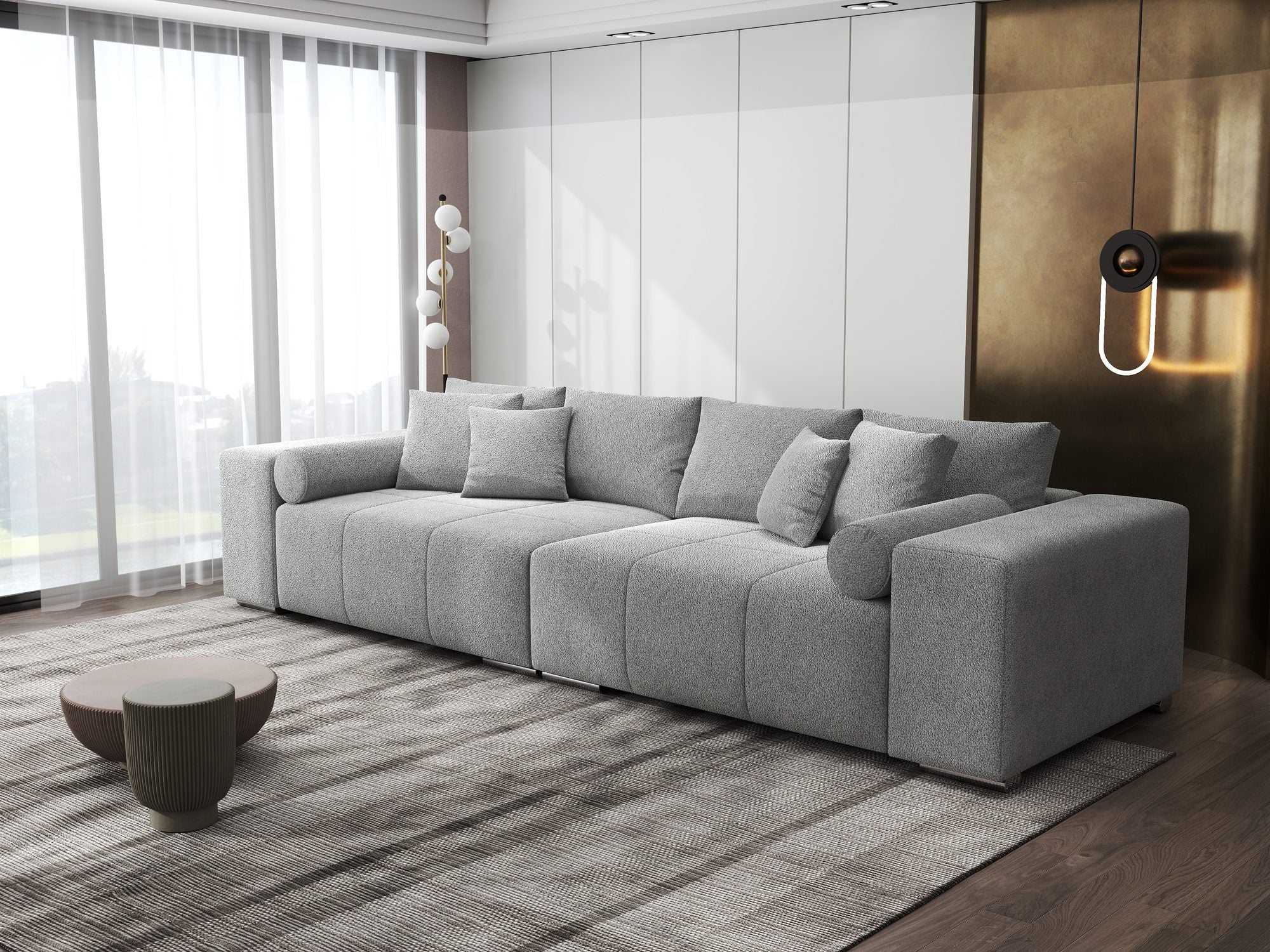 Canapea extensibilă dumonde cu ladă de depozitare si sezut confortabil din spuma high-density, Marbela XXL Quelle Gri 83 290x100 cm
