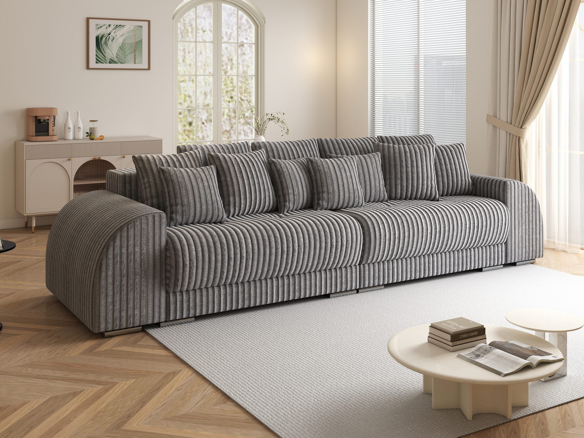 Canapea extensibilă dumonde cu 2 lăzi de depozitare si sezut confortabil din spuma high-density, Verona Tilia Gri 90 310x100 cm