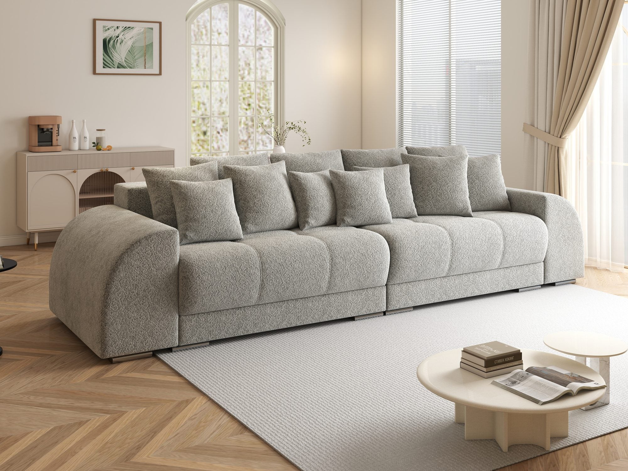 Canapea extensibilă dumonde cu 2 lăzi de depozitare si sezut confortabil din spuma high-density, Verona Arena Gri 15 310x100 cm