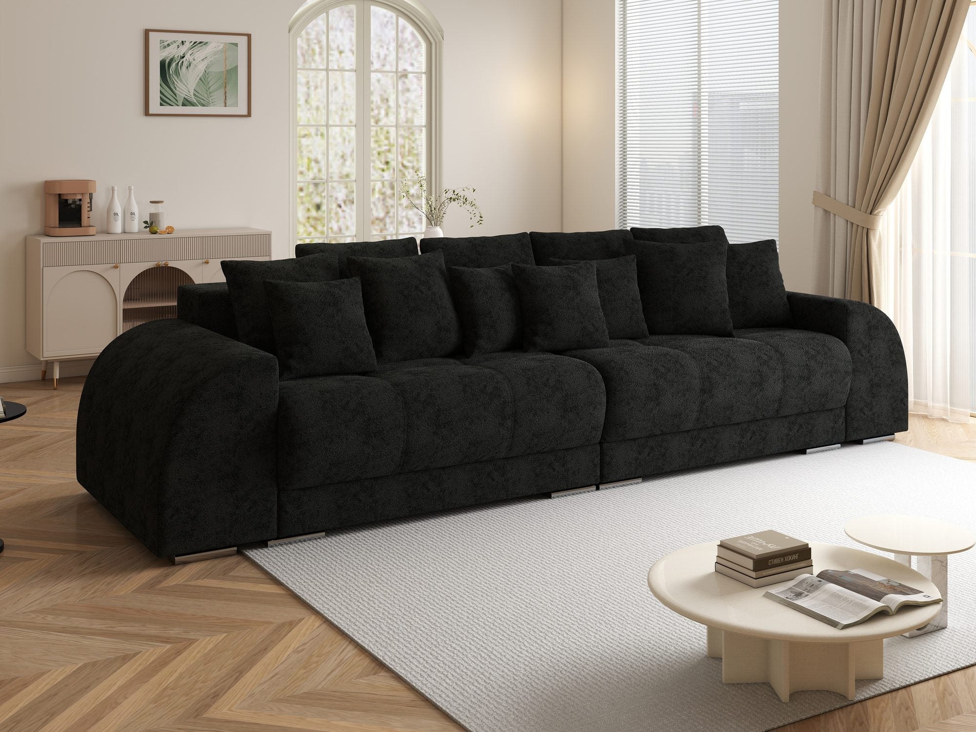 Canapea extensibilă dumonde cu 2 lăzi de depozitare si sezut confortabil din spuma high-density, Verona Quelle Negru 100 310x100 cm