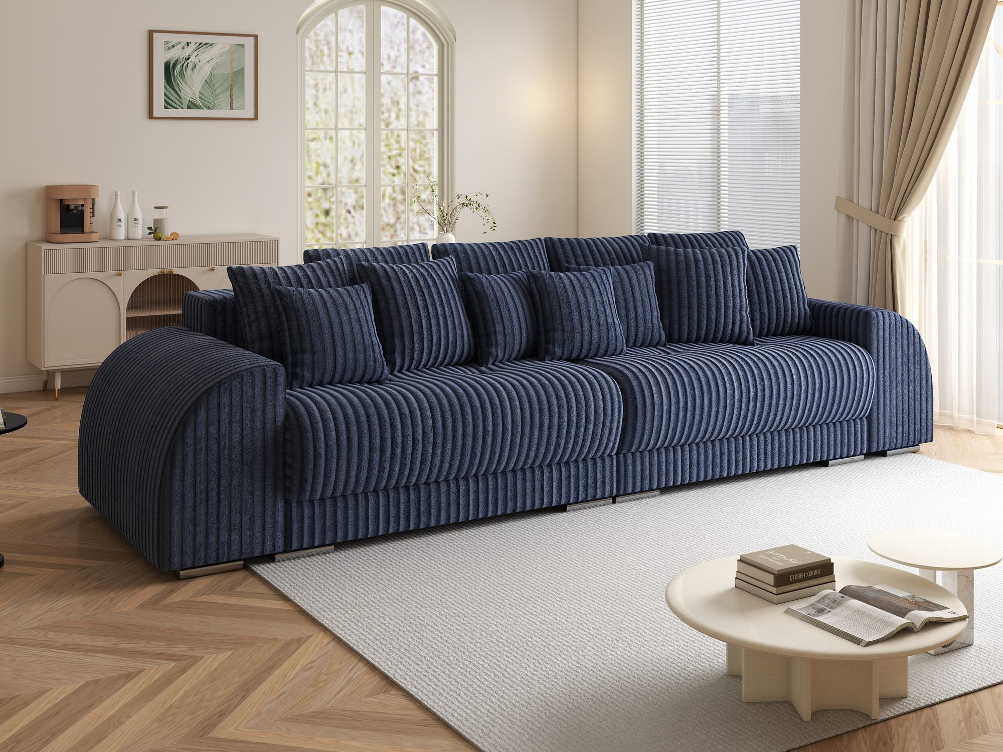 Canapea extensibilă dumonde cu 2 lăzi de depozitare si sezut confortabil din spuma high-density, Verona Tilia Albastru 77 310x100 cm