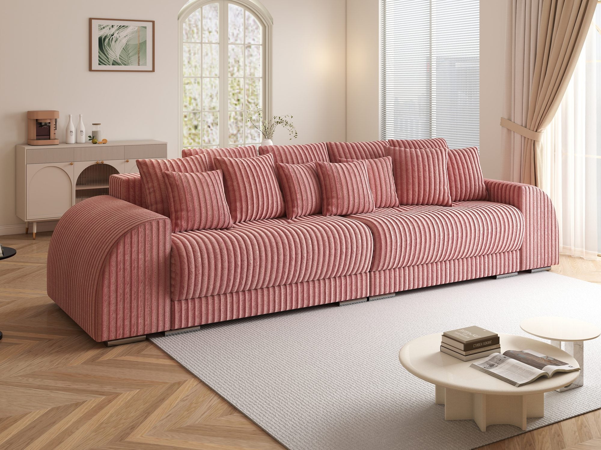 Canapea extensibilă dumonde cu 2 lăzi de depozitare si sezut confortabil din spuma high-density, Verona Tilia Roz Pudrat 62 310x100 cm
