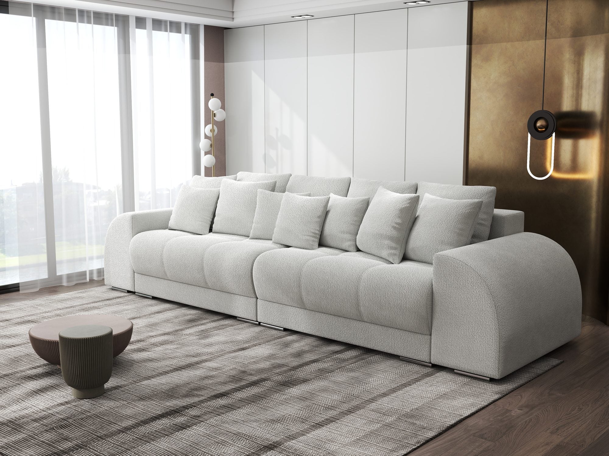 Canapea extensibilă dumonde cu 2 lăzi de depozitare si sezut confortabil din spuma high-density, Verona Vibe Bej 03 310x100 cm