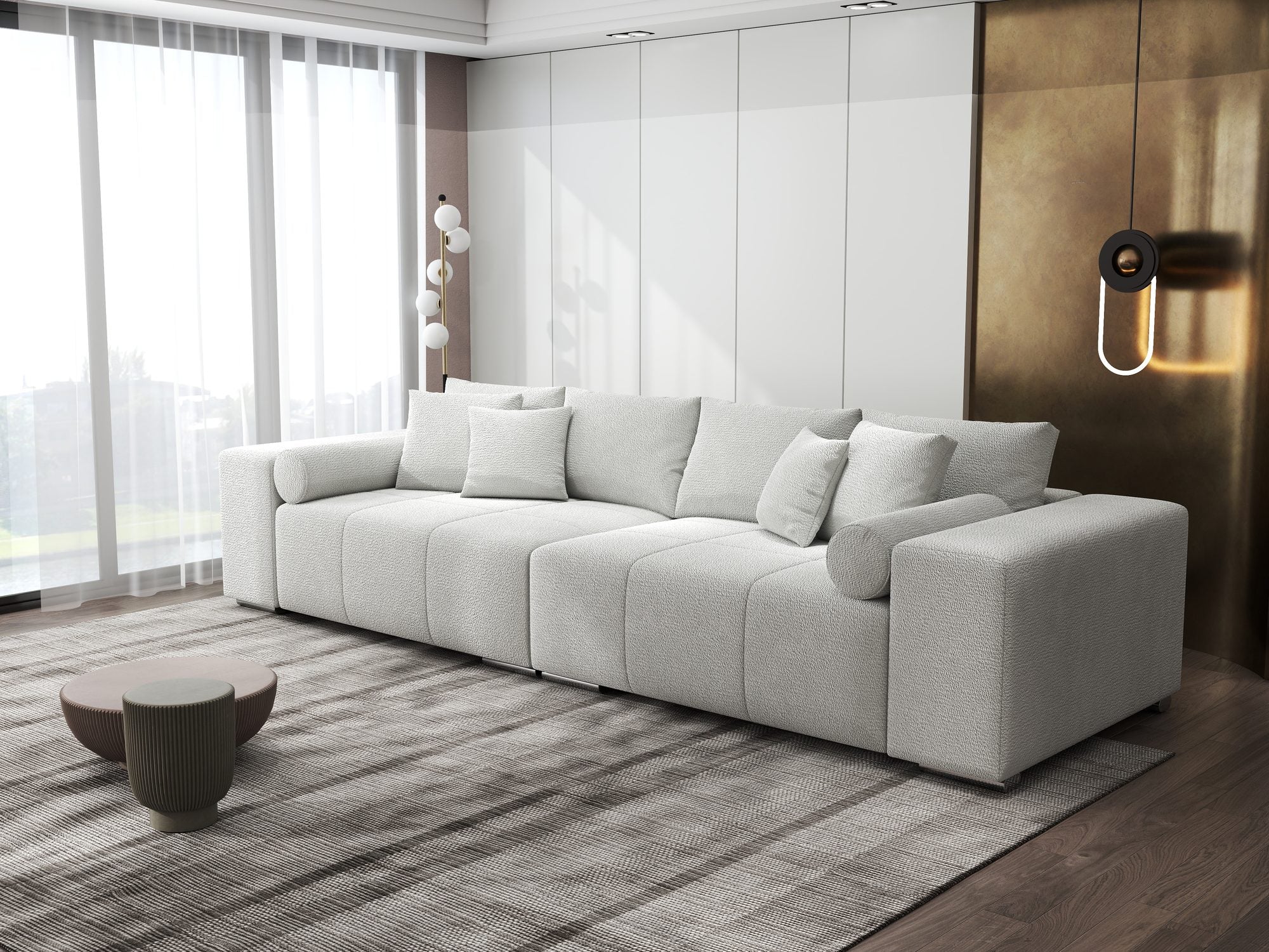 Canapea extensibilă dumonde cu ladă de depozitare si sezut confortabil din spuma high-density, Marbela XXL Vibe Bej 03 290x100 cm