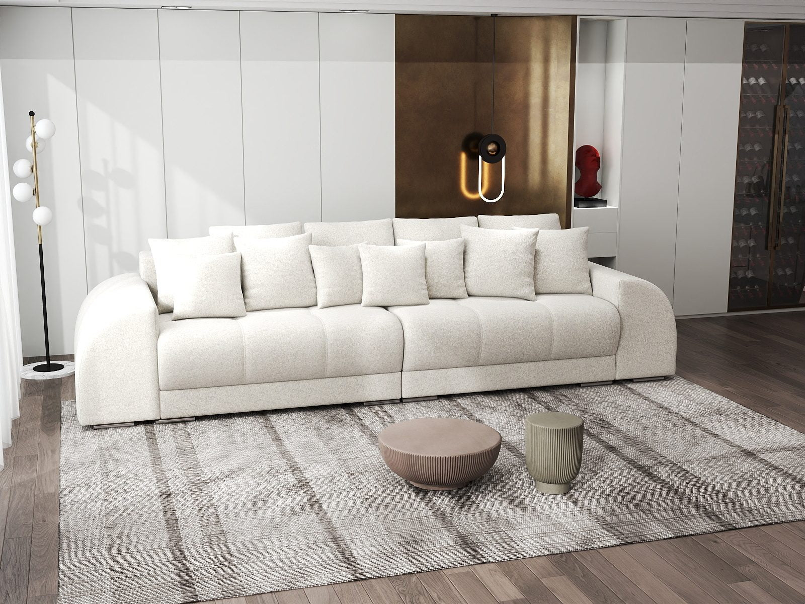 Canapea extensibilă dumonde cu 2 lăzi de depozitare si sezut confortabil din spuma high-density, Verona Monte Bej 03 310x100 cm