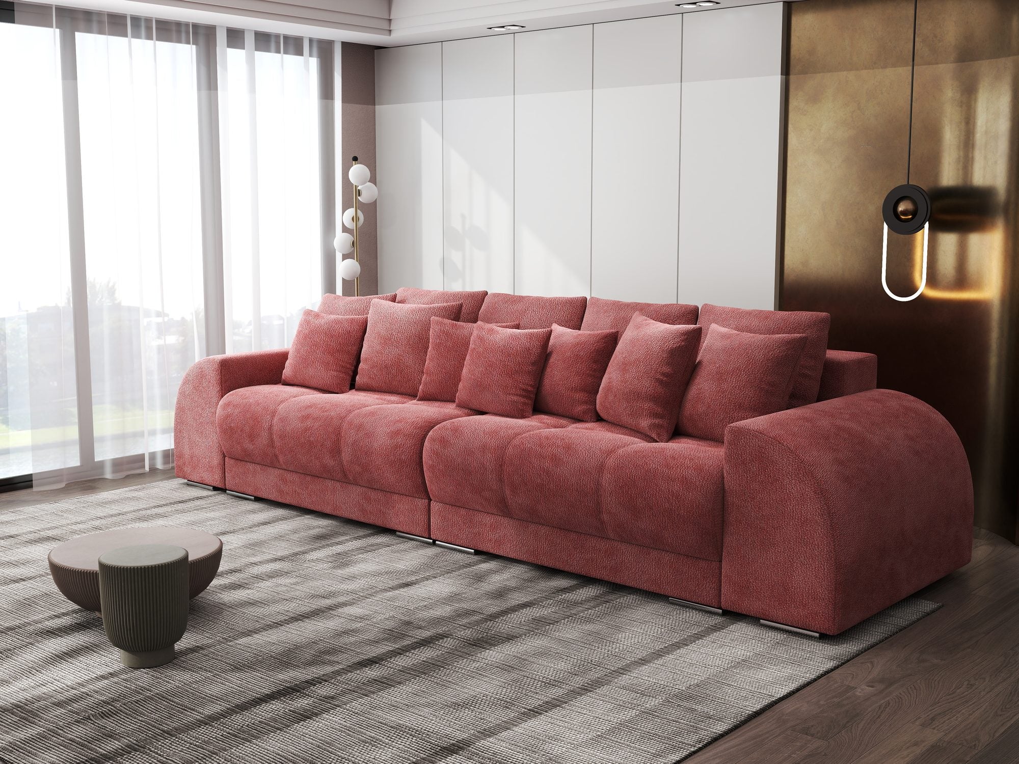 Canapea extensibilă dumonde cu 2 lăzi de depozitare si sezut confortabil din spuma high-density, Verona Vibe Rosu 58 310x100 cm