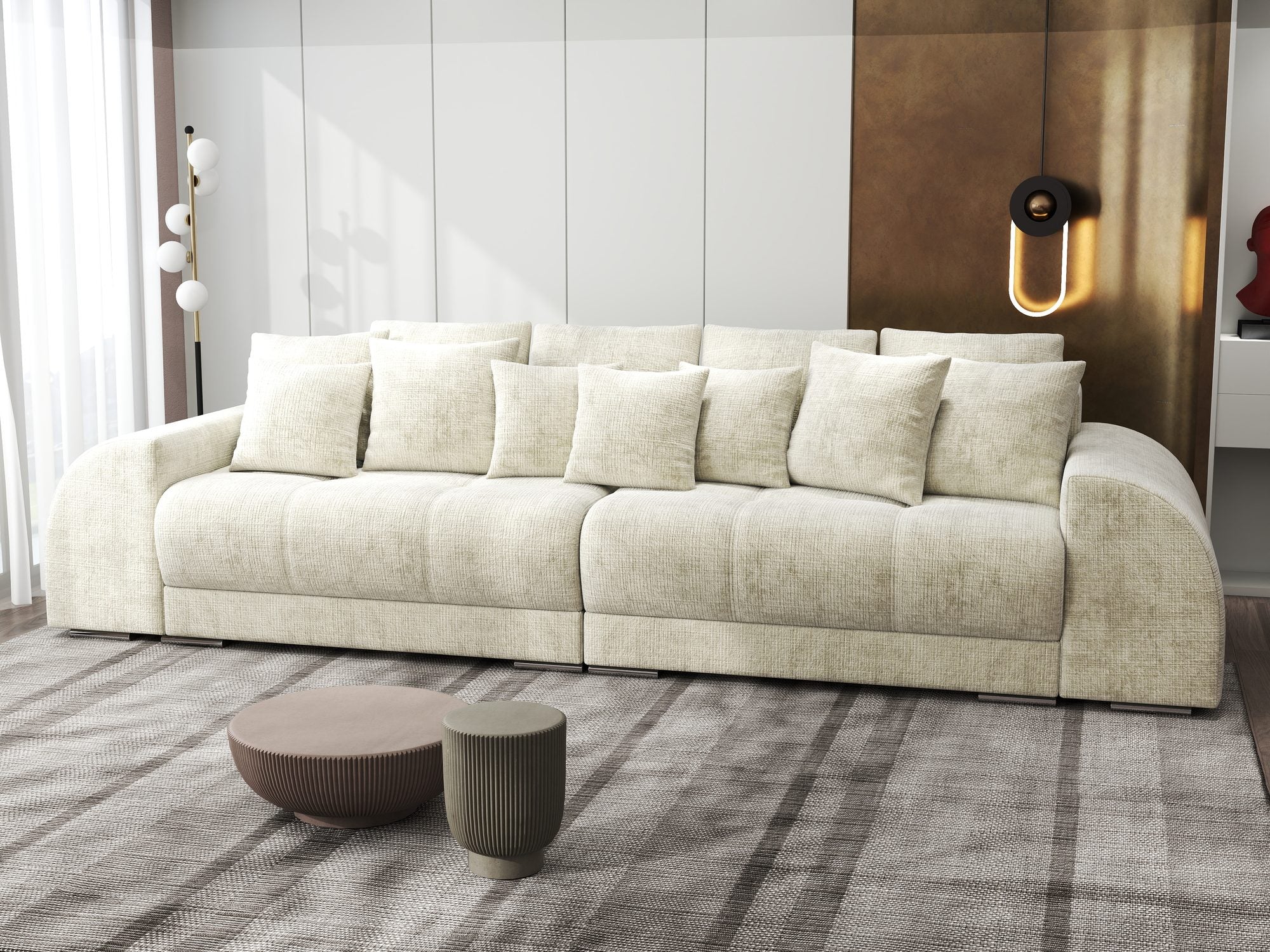 Canapea extensibilă dumonde cu 2 lăzi de depozitare si sezut confortabil din spuma high-density, Verona Cremona Alb 1 310x100 cm