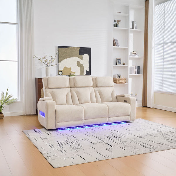 3 személyes kanapé 2 elektromos relax funkcióval, asztallal, USB-C-vel, pohártartóval, olvasólámpával, LED világítással, Torven 216x96cm