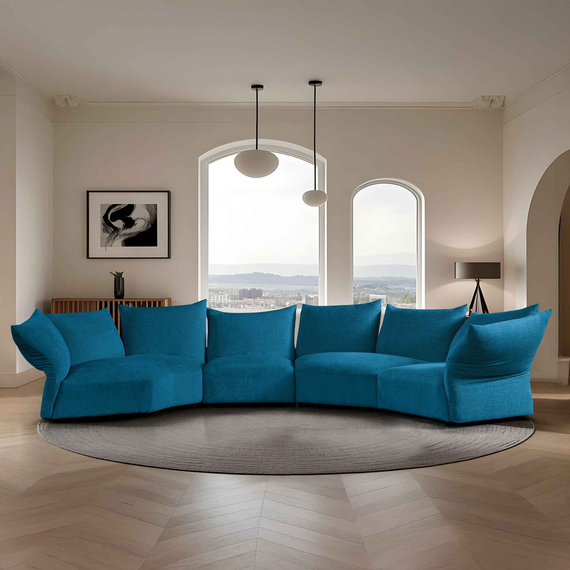 Dumonde félkör alakú kanapé kényelmes HR habszivacs ülőrésszel, Vogue 460x131 cm