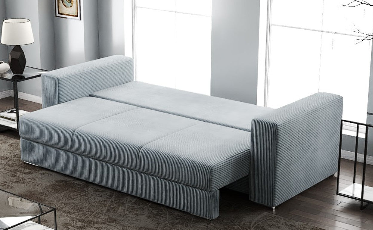 Canapea extensibilă dumonde cu ladă de depozitare si sezut confortabil din spuma HR, Gloria Zoom Grey 240x100 cm Fabrica