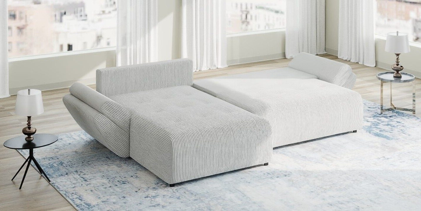 Colțar extensibil dumonde cu ladă de depozitare si sezut confortabil din spuma high-density, Berlin Quelle Bej 05 280x185 cm